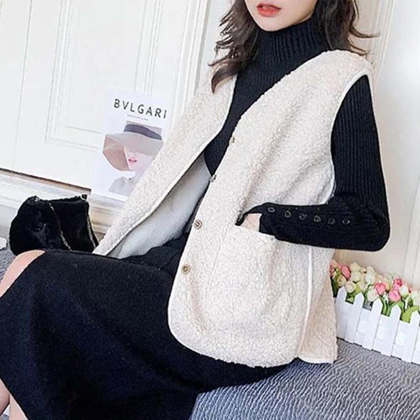 여성 후리스 양털 조끼 포켓 베스트 방한 뽀글이