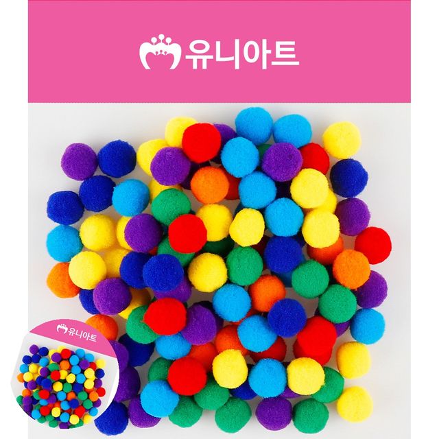 어린이집만들기 머리띠재료 솜사탕 퐁퐁이 20mm 무지개