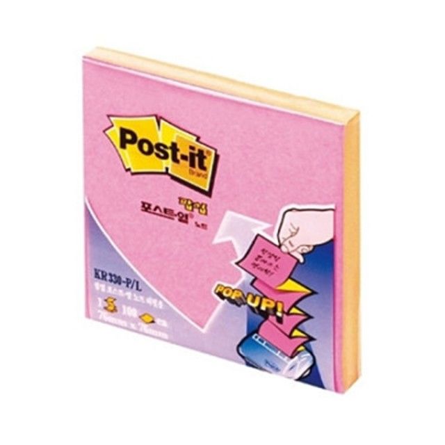 3M 포스트잇 팝업리필 핑크 레몬 KR330-P/L 점착식메모지