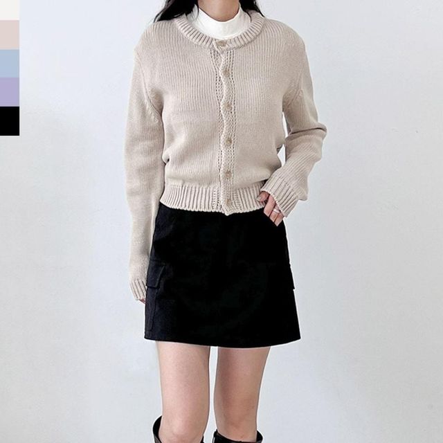 여성 노멀 라운드넥 버튼 니트웨어 가디건 니트가디건