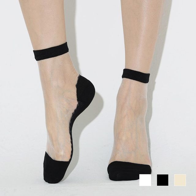 얇은 중목 발목스타킹 SD220701 흰 패션잡화 오버니삭