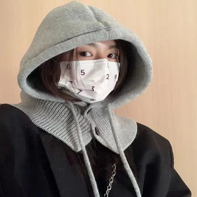 후스토리 루즈핏 두건 니트 후드 디자인 워머 넥워머