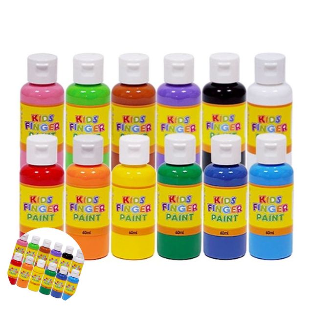미술용품 아동미술재료 미술놀이 핑거페인트 60ml 12색 세트
