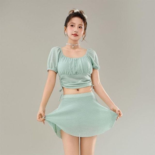 원피스 보정 치마 사이드 수영복 몸매 세트 퍼프 여름 비키니