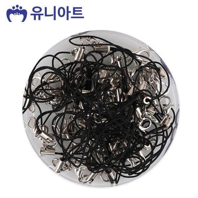 유니아트 핸드폰줄 검정 장식 열쇠 고리 재료