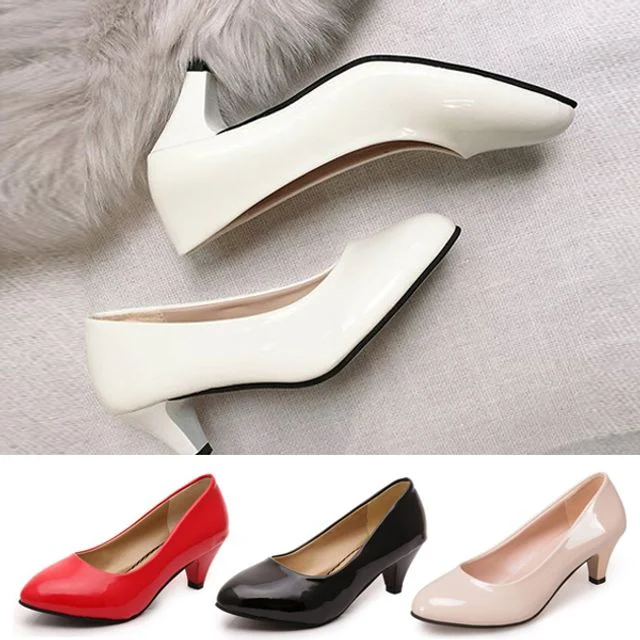 여성 에나멜 펌프스 면접 하이힐 6.0cm 광택 구두