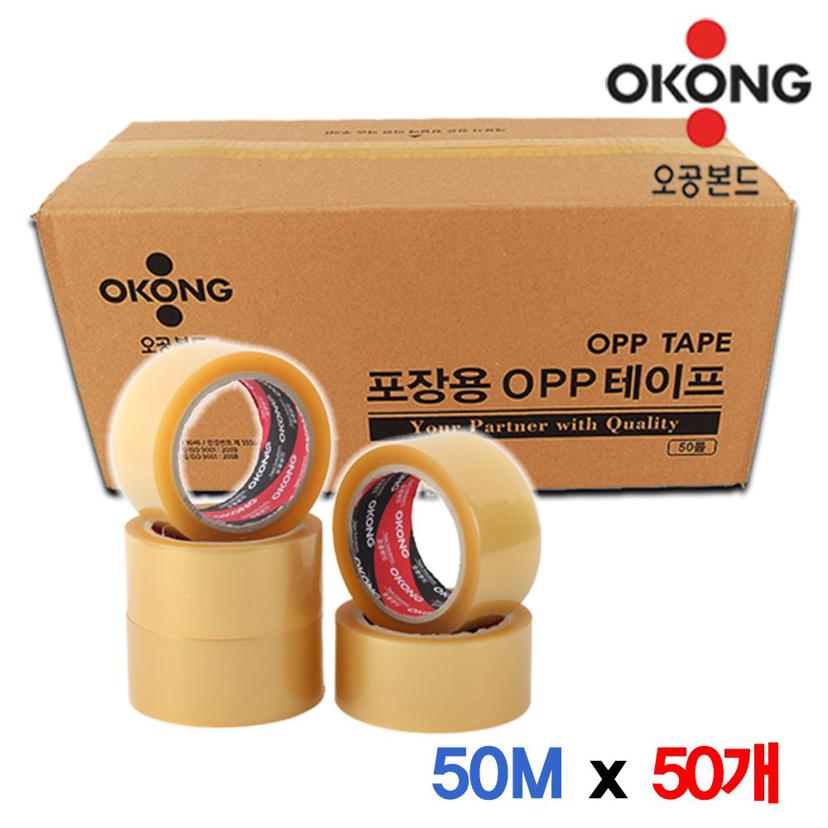 오공 투명 박스 테이프 50M 50개입 한 박스