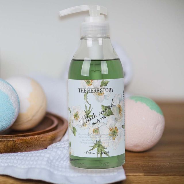 HS 더허브스토리 바디워시 500ml 화이트무스크 향 유아용 순한 클렌징