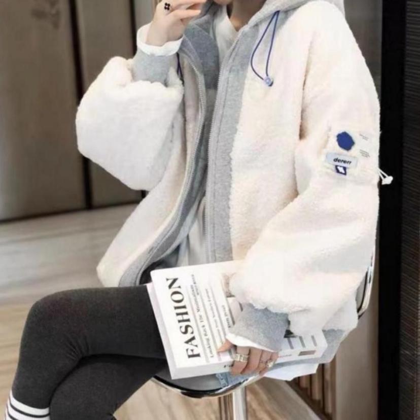 여성 겨울 양털 자켓 후리스 뽀글이 후드 점퍼