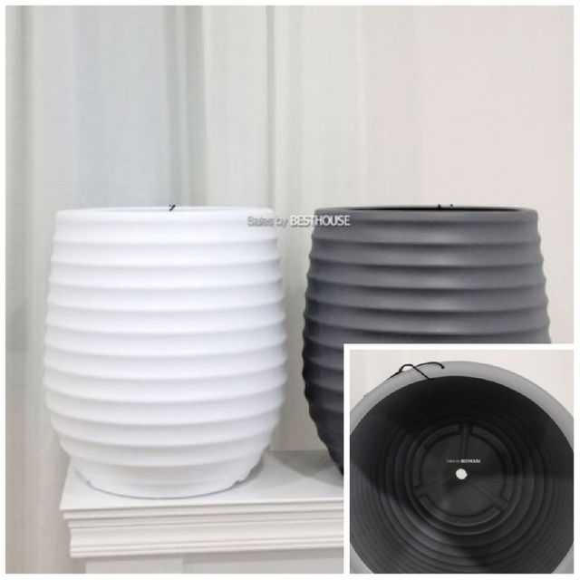 고강도 플라스틱 가로줄무늬 그린팟 34x42cm 플라스틱화분 플라스틱대형화분 인테리어화분 정원용품