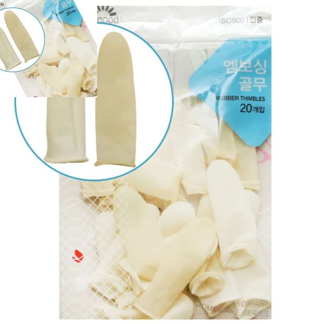 엠보싱골무 20P 핑거넵 손가락씌우개 고무골무 손가락라텍스장갑