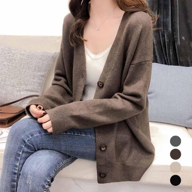 니트롱 오버핏 루즈핏 여자가디건 카디건 자켓 여성