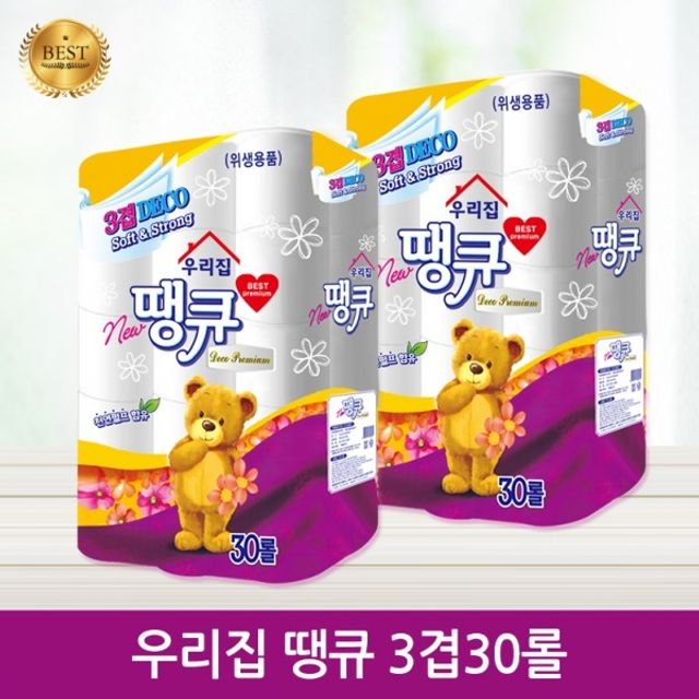 우리집땡큐 화장지 3겹 30롤 15M - 가성비 롤화장지