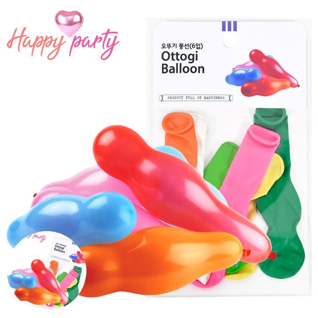 생일파티풍선 놀이동산풍선 오뚜기 풍선 6입 색상혼합