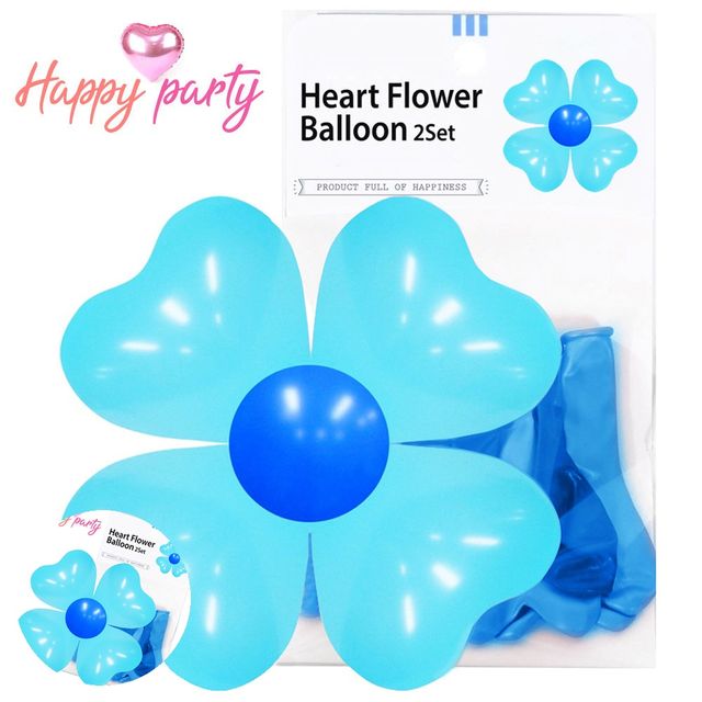 꽃모양풍선 생일파티풍선 하트 꽃 풍선 2세트 블루