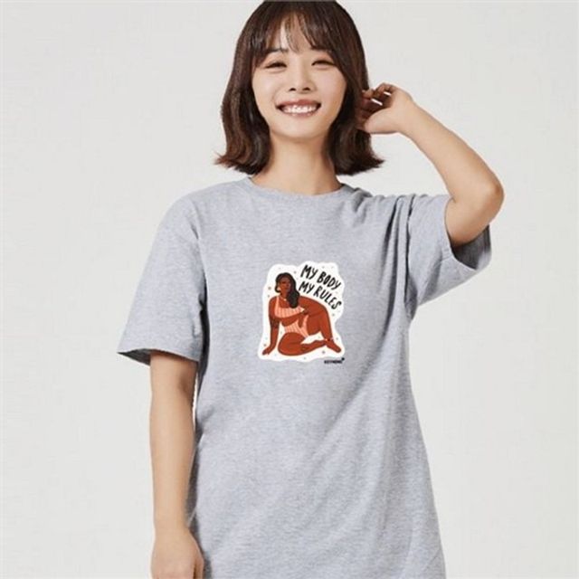 여성 반팔 티셔츠 그래픽 프린팅, 루즈핏 코튼