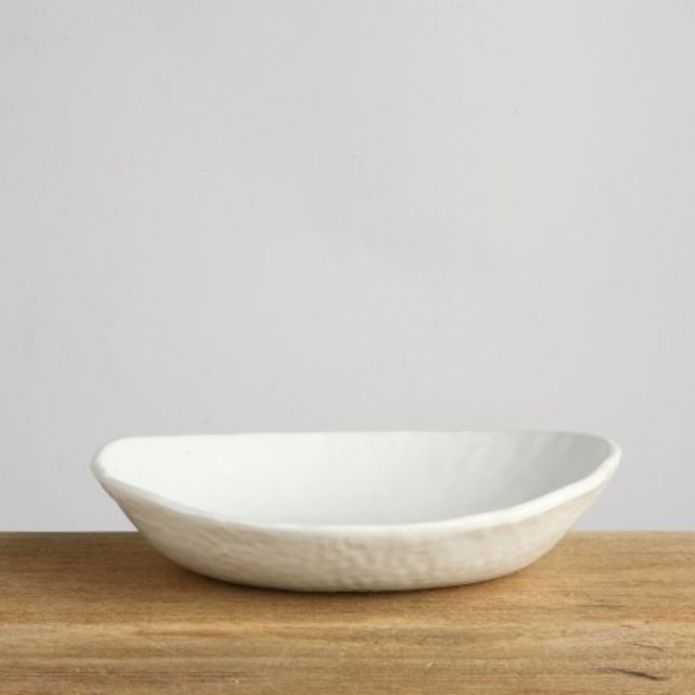 이천도자기 떡살백자 주물럭 타원볼 1호 21cm - 명품 그릇