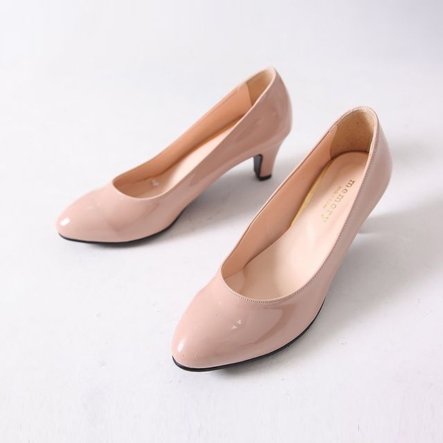 여성 에나멜 펌프스 정장구두 6cm 2컬러 255-270mm