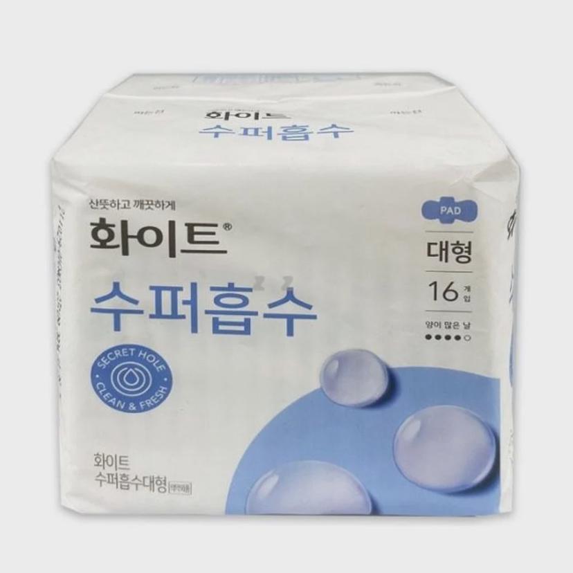 화이트 수퍼흡수 생리대 대형 16개입 안심 숙면