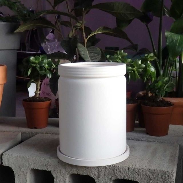 모던 도기 화분 가로줄원통형 15x20cm 텍스처 포인트 인테리어