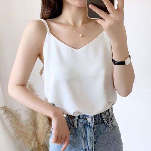 브이넥 얇은 끈나시 레이어드 이너 민소매 편한 나시