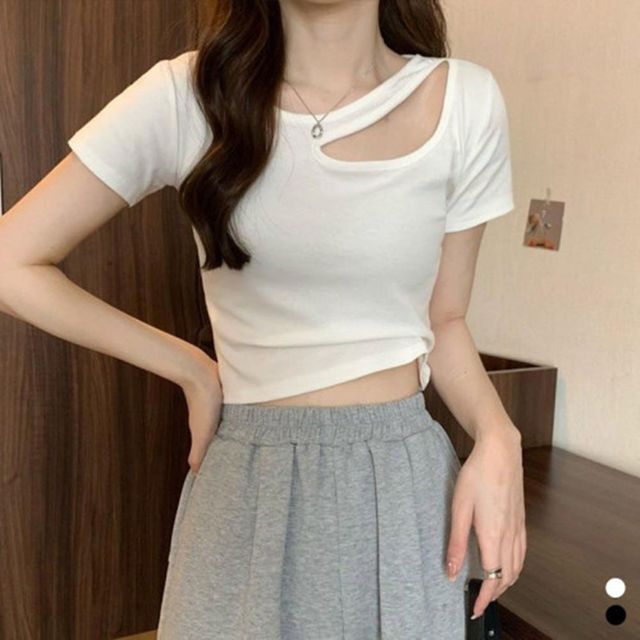 크롭 여성티셔츠 직장인 티셔츠 빅사이즈 반팔 선물