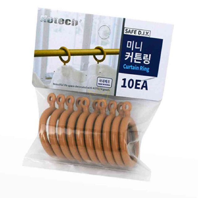 미니 커튼링 10EA 오크 목욕커튼