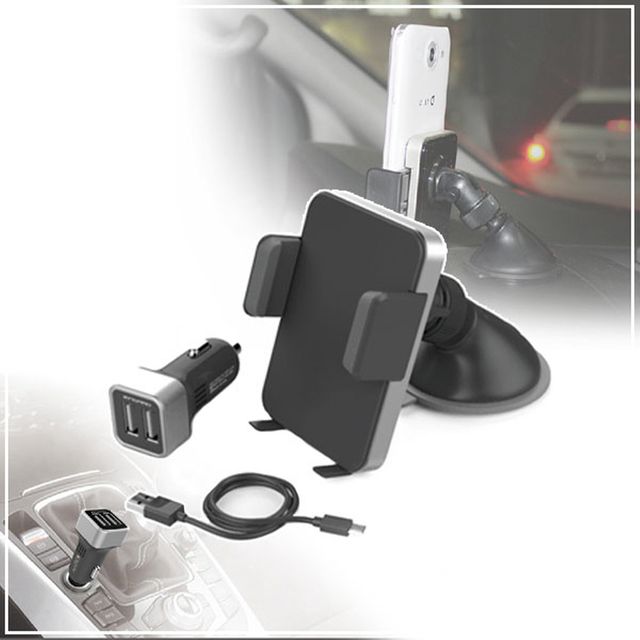차량용 USB 2포트 충전기 거치대 - 스마트폰 동시 충전 및 거치
