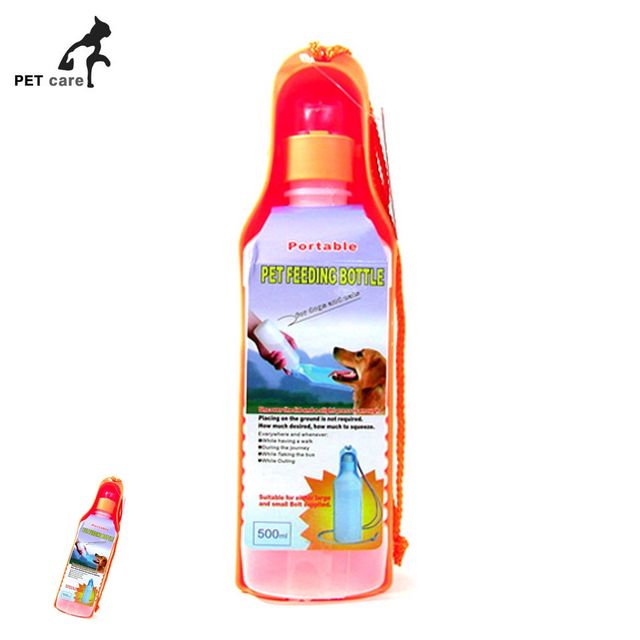 강아지산책물그릇 애견물통 휴대용 물병 500ml 오렌지
