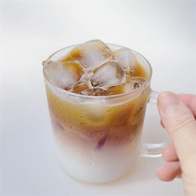 레인보우 유리 컵 손잡이 유리 컵 내열 홈카페 투명 물컵 아메리카노 맥주 머그컵 머그