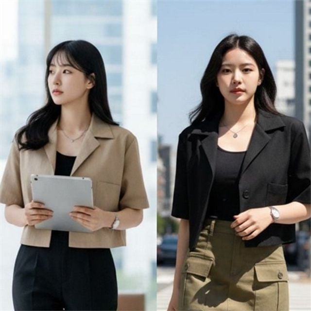 여성 린넨 자켓 여성 크롭 자켓 오버핏 반팔 아우터 재킷 여름