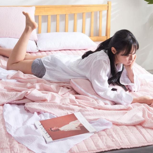 홑겹 여름 쿨 침구 냉감 인견필 홑이불 핑크 S/SS