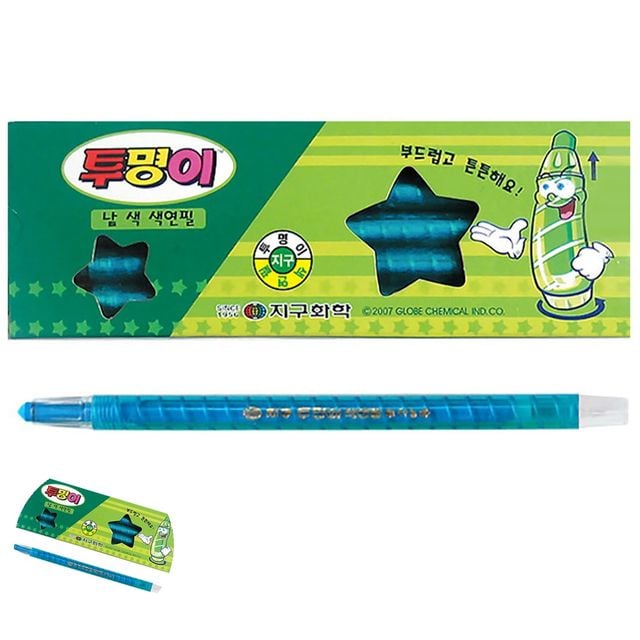 그림교구 미술용품 투명이 낱색 색연필 12자루 하늘