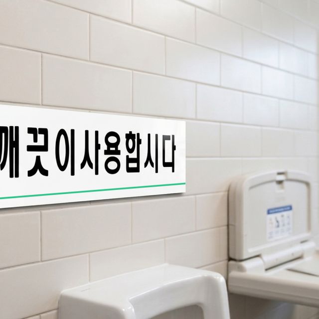 깨끗이사용합시다 화장실안내스티커 양면테이프스티커 - 이미지 3