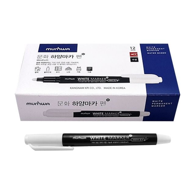 화이트 마카펜 M 12자루 1타 마커펜 수성마카