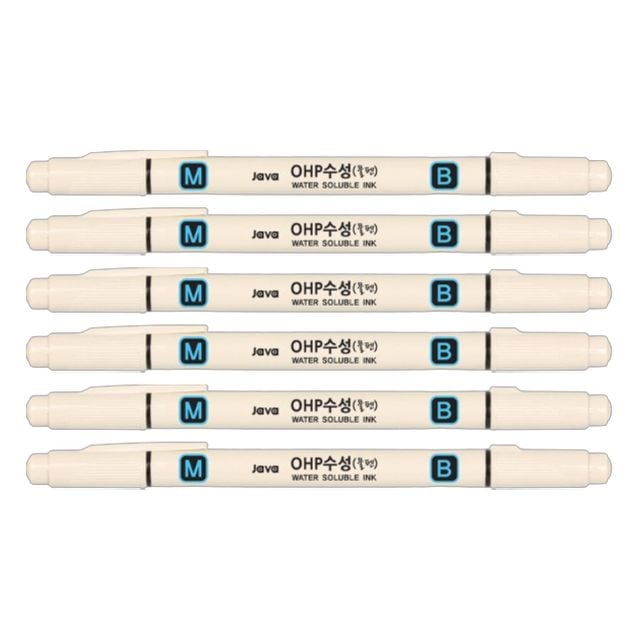자바펜 OHP 수성 마카 MB 낱개 6자루 미술 마커 물펜 드로잉 유리 비닐