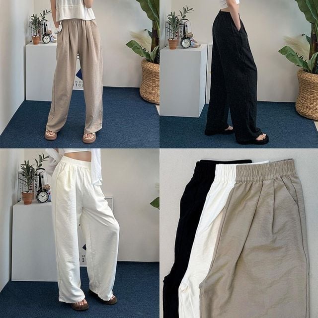 무드링찰랑팬츠 와이드바지 여름 밴딩 찰랑 데일리 나팔 여성 나팔 데님 와이드 팬츠 밴딩팬츠 와이드 바지