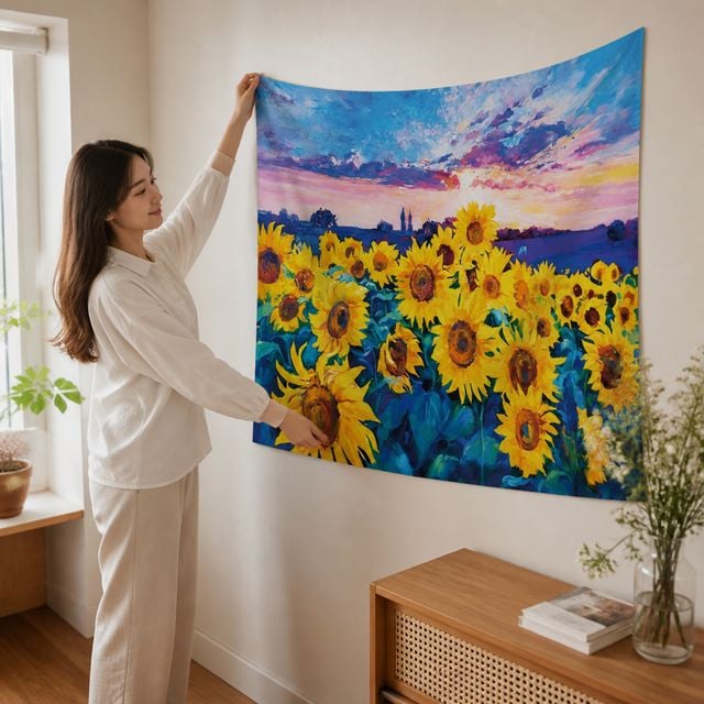 해바라기 패브릭 포스터 벽걸이 장식 인테리어 소품 바란스