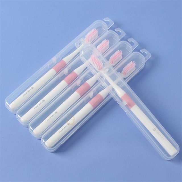 개별케이스 휴대용 칫솔 5p 핑크 작은헤드칫솔 고급칫솔 좋은칫솔