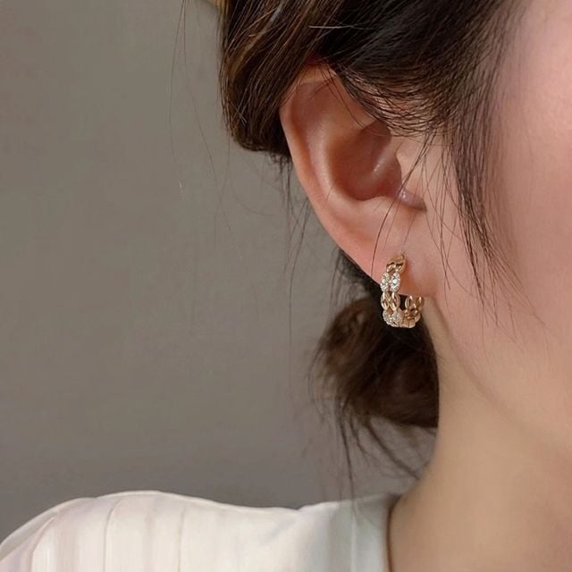 국내제작 골드 실버 볼륨 라운드 미니 링 귀걸이 데일리 심플 원터치 후프 이어링 - 이미지 8