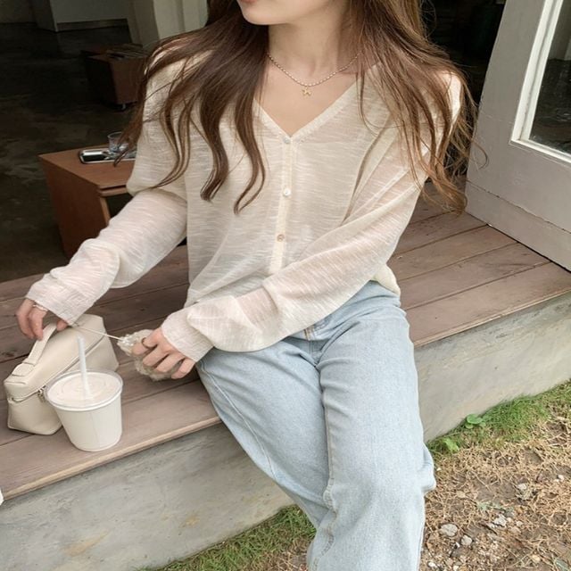 여성 여리여리무드 여름철 살안타템 시스루 가디건
