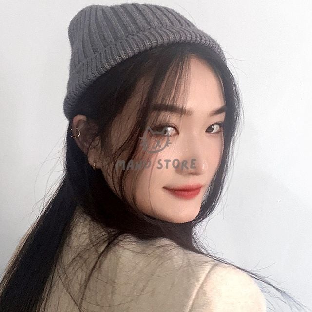 겨울등산 스키장모자 니트 숏비니 그레이