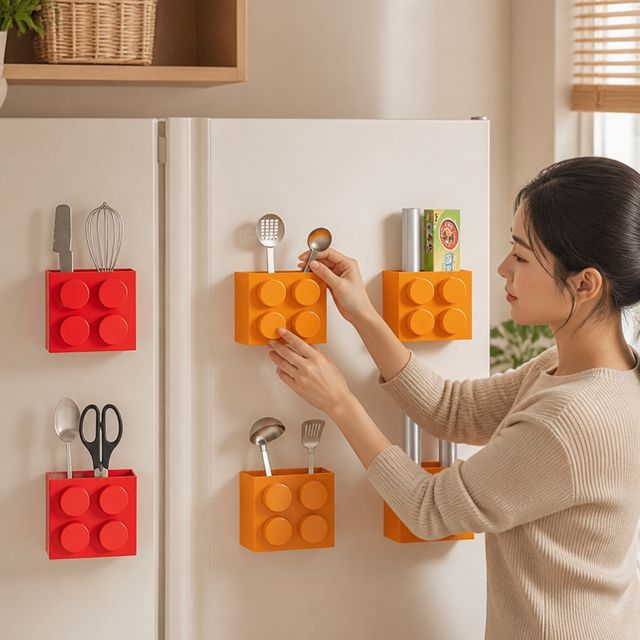 냉장고 자석 선반 주방 현관문 정리 보관함 부착식 진열대