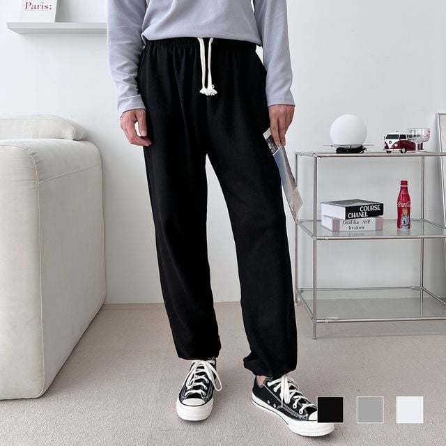 라이안 남자 무지 면 고무줄 조거 바지 SD-220983