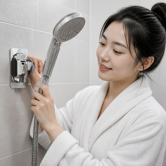 욕실 벽면 샤워기 거치대 무타공 부착형 브라켓
