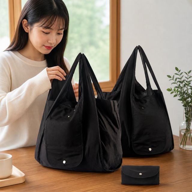 쇼핑백 폴딩형 마켓백 접이식 에코백 보관용 장바구니 미니 가방