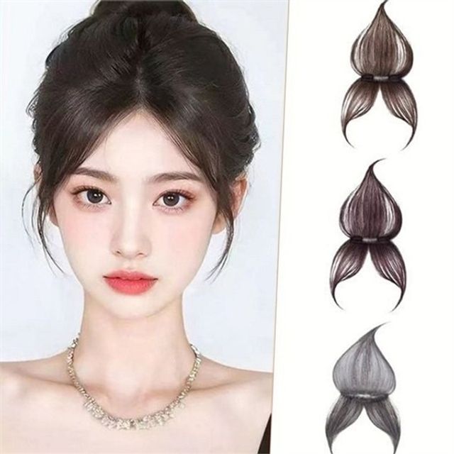 정수리 부분 분가발 앞머리 부분 분가발 얇은 스트레이트 자연 인모 새치 볼륨