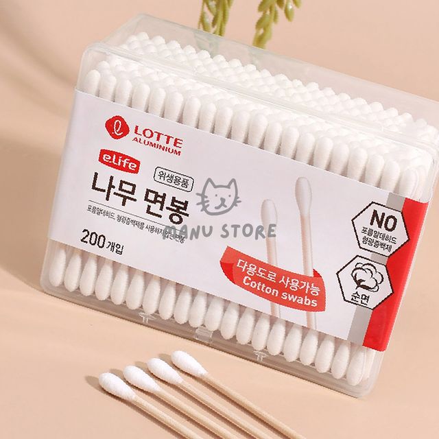 화장면봉 귀이개면봉 나무 면봉 200p 사각