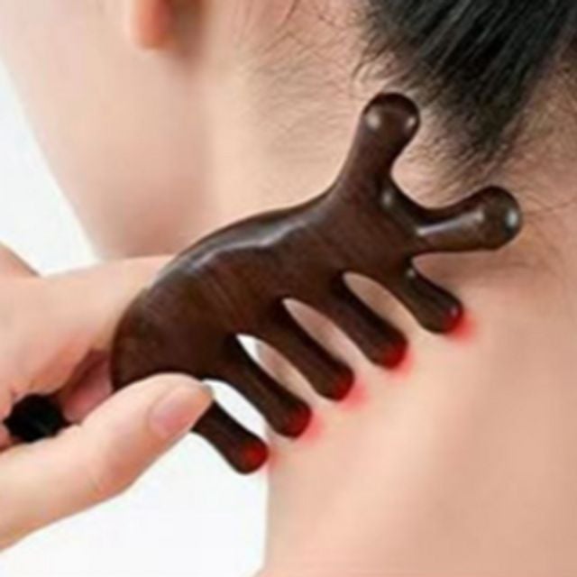 마사지 우드 괄사 빗 얼굴 나무 괄사 빗 두피 도구