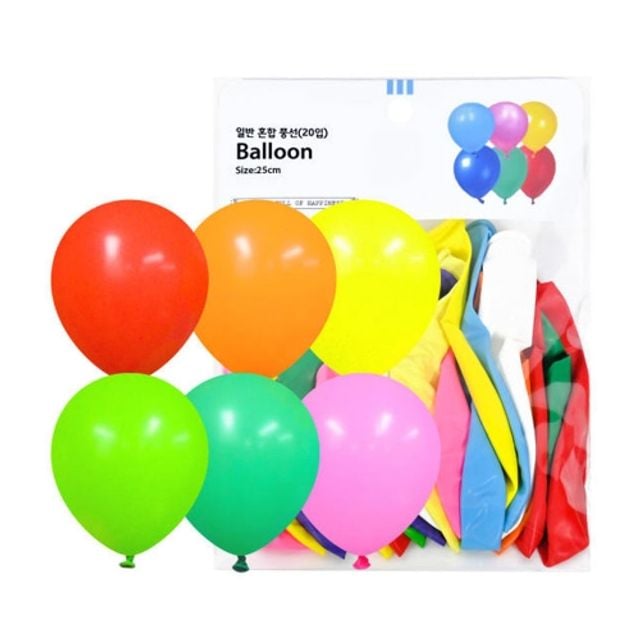 혜명몰 파티클럽 25CM 일반혼합풍선 20입 (BB05) 생일풍선 - 봉 (1개입) 생일파티풍선 생일파티풍선세트 생 - 이미지 1